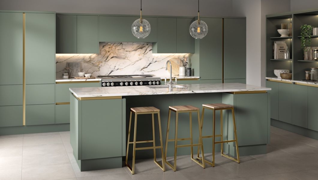 Zurfiz Super-Matt Sage Green Kitchen