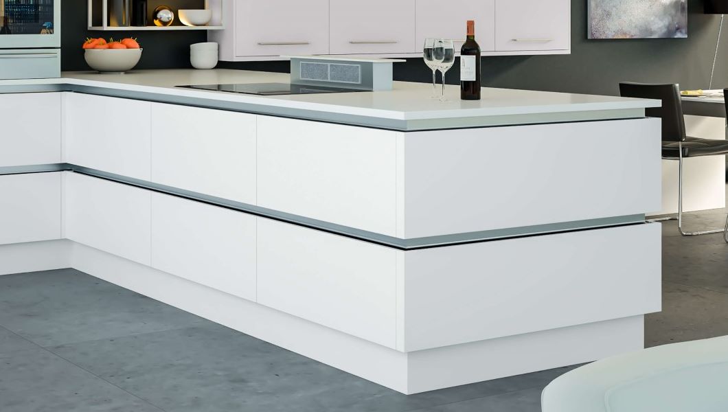 Zurfiz Super-Matt White Kitchen island