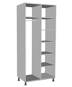 Double Wardrobe - Half Shelved and Single Hanging
