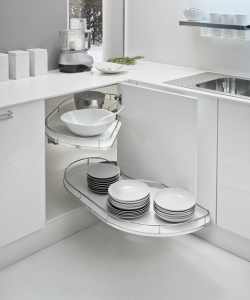 Fly Moon Corner Pull Out Le-Mans - 1000mm (600 Door) - White/Chrome